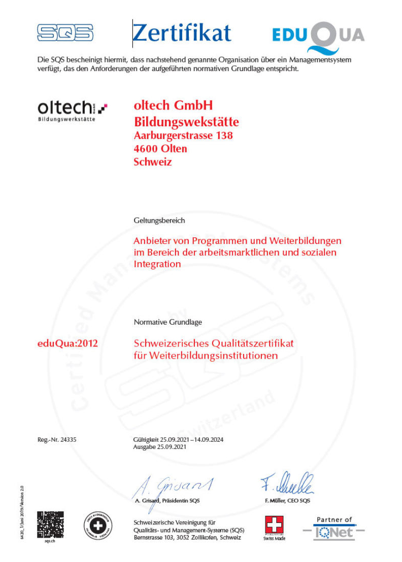oltech_EDUQUA-Zertifikat