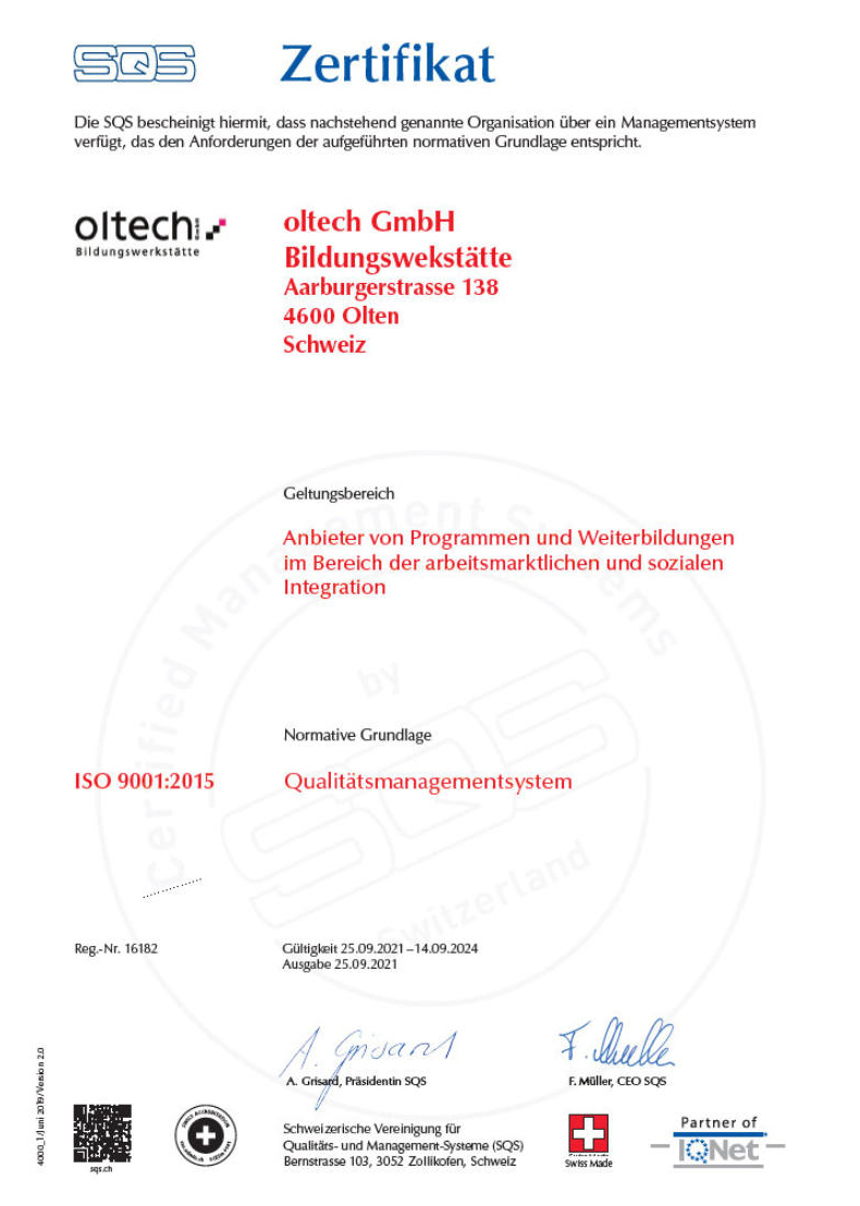 oltech_SQS-Zertifikat